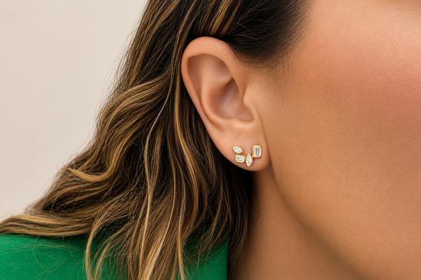 Earrings 18kt Yellow Gold Mixed Cut Diamonds