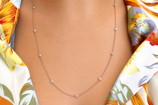 Necklace 18kt Rose Gold Diamond by the Yard Chain 24 inches