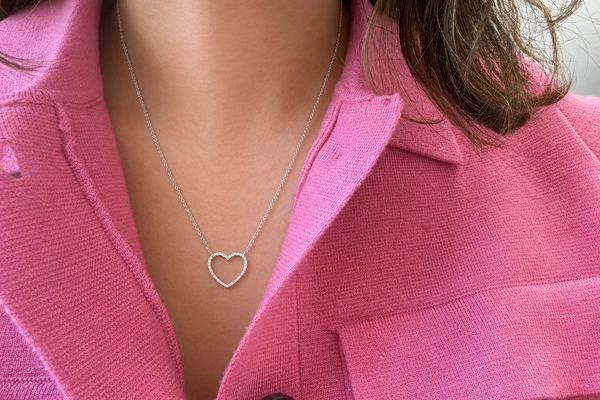 Necklace 14 Kt Gold Heart Shape with Diamond