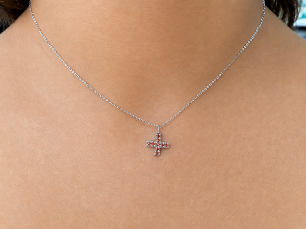 Pendant 14kt Gold & Gemstones Small Cross