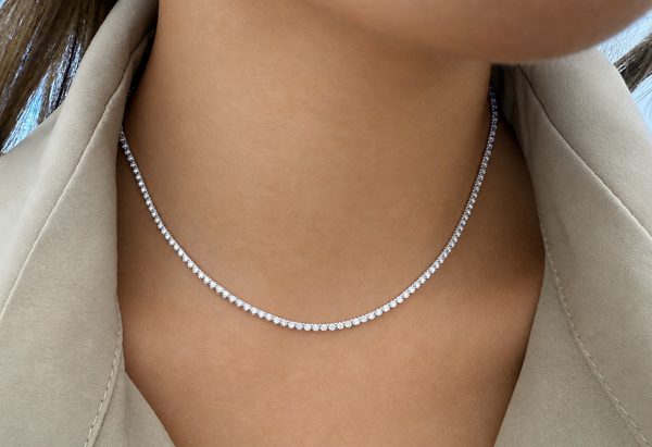 Necklace 14kt Gold Round Diamonds Tennis 2.01 cts