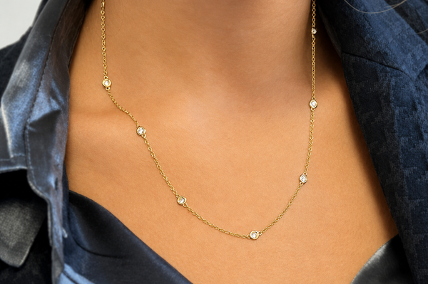 Necklace 18kt Gold Diamond by the Yard Chain 18 inches