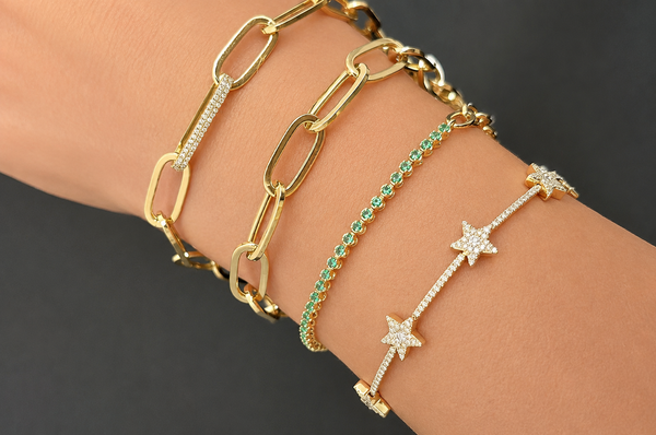 Bracelet 14kt Gold Stars & Diamonds
