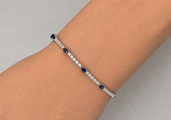Bracelet 18kt Gold Tennis Sapphires & Diamonds