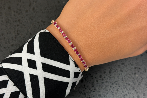 Bracelet 18kt Rose Gold Rubies and Diamonds Open Bangle