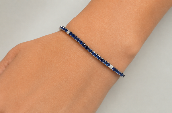 Bracelet 18kt Gold Tennis Sapphires & Diamonds