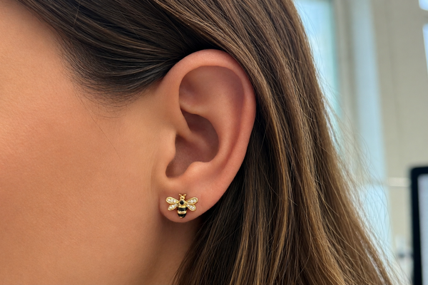 Earrings Little Bee 14kt Yellow Gold Diamonds
