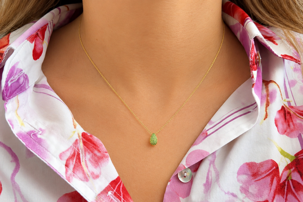 Pendant Rondelle  14kt Yellow Gold and Tsavorite