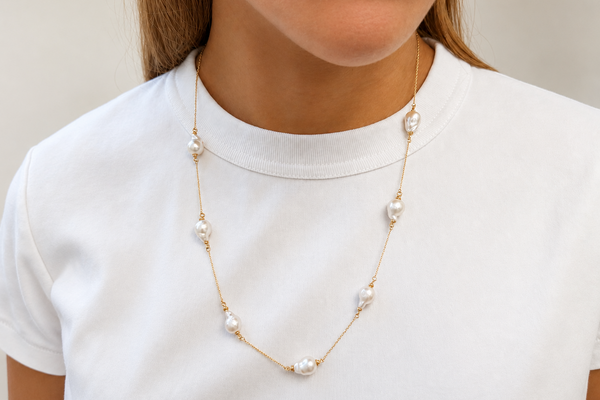 Necklace 14kt Yellow Gold Barroque South Sea Pearls & Chain