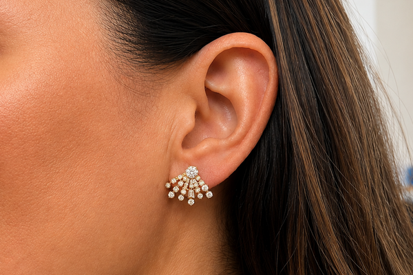 Earrings 18kt Yellow Gold Baguettes and Round Diamonds Stardusts