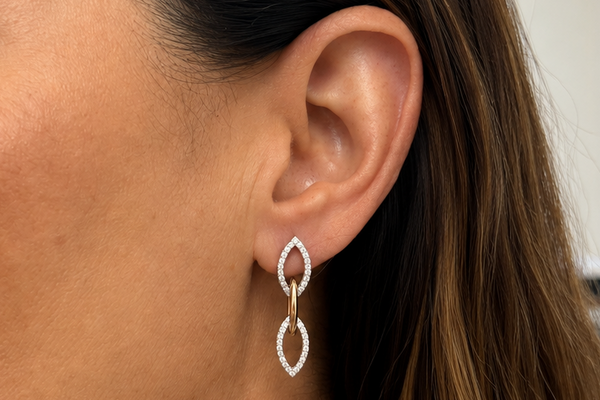 Earrings 14kt Mixed Gold & Diamonds links