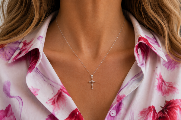 Pendant 18kt Gold & Round Diamonds Cross 0.27cts