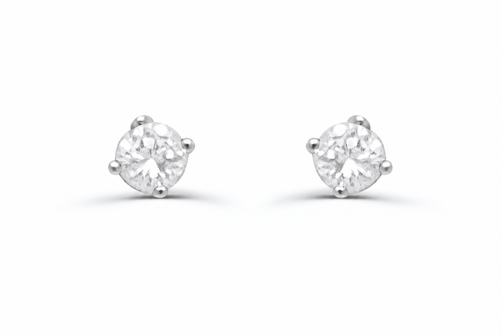 Earrings 18kt Gold Diamonds Round Studs 0.26 cts