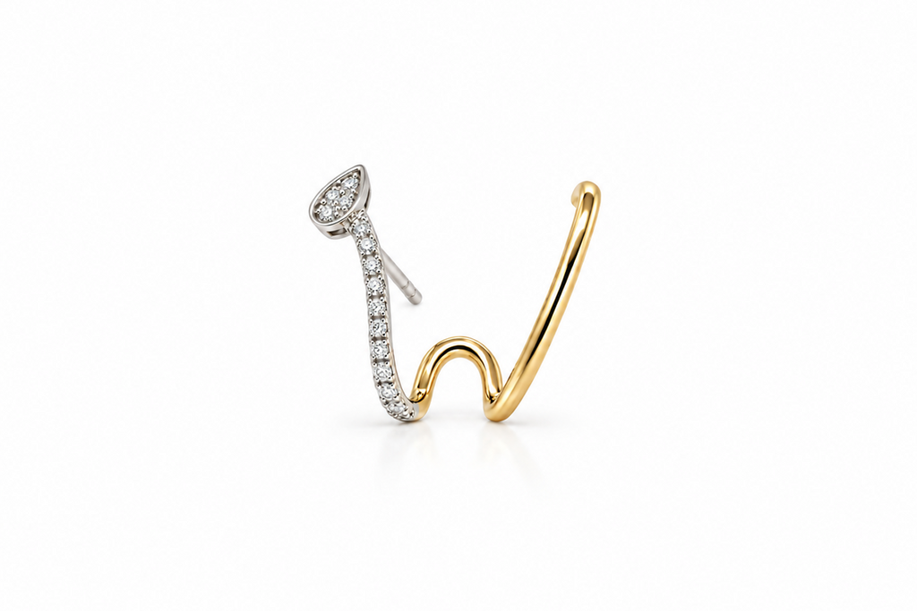 Earring 18kt Mixed Gold Diamonds Ear Climber