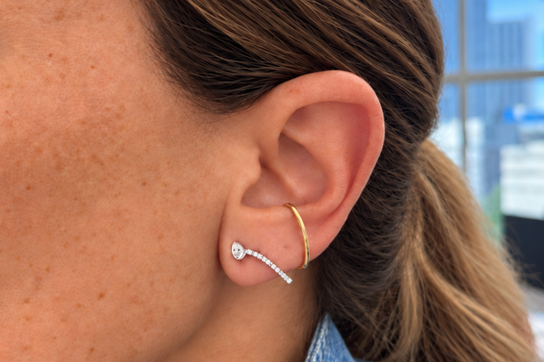 Earring 18kt Mixed Gold Diamonds Ear Climber