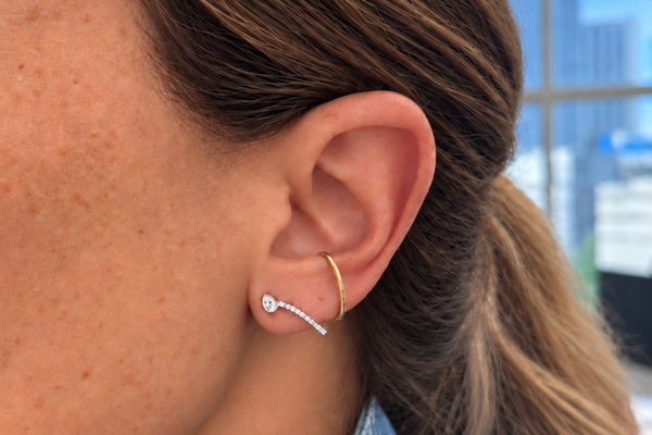 Earring 18kt Mixed Gold Diamonds Ear Climber