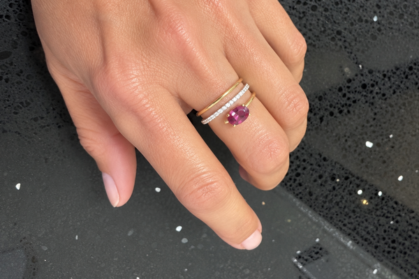 Ring 18kt Mixed Gold Spiral Tourmaline & Diamonds