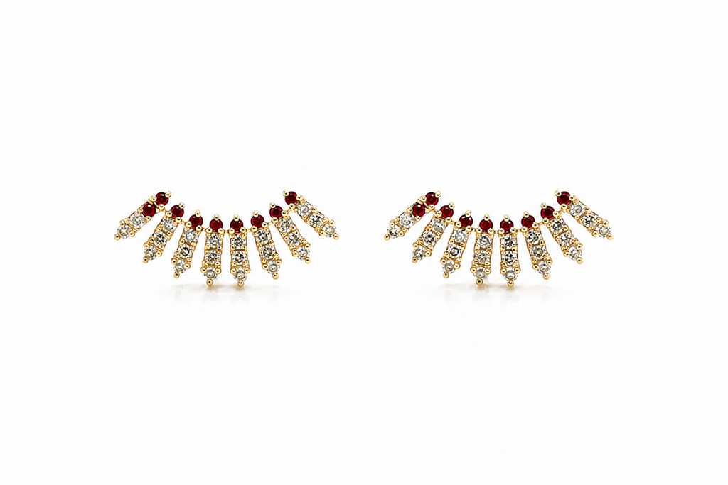 Earrings Crawler 14kt Gold Diamonds & Ruby