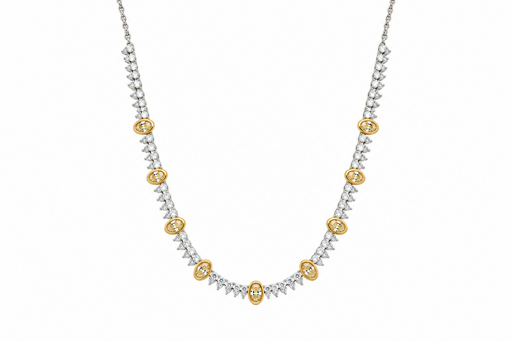 Necklace 18kt Gold Diamonds & Yellow Diamonds Tennis