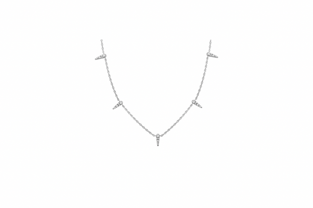 Necklace 14kt Gold Five  Triangles Shape with Diamonds