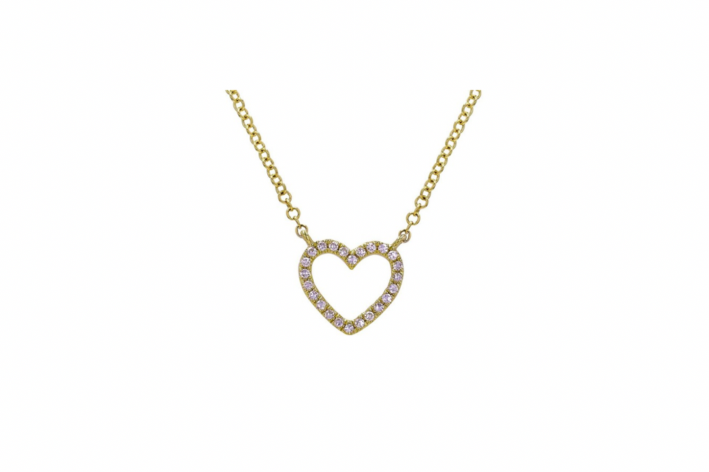 Necklace 14 Kt Gold Heart Shape with Diamond