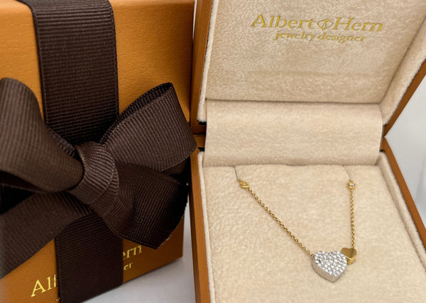 Necklace 18kt Gold Hearts with Diamonds