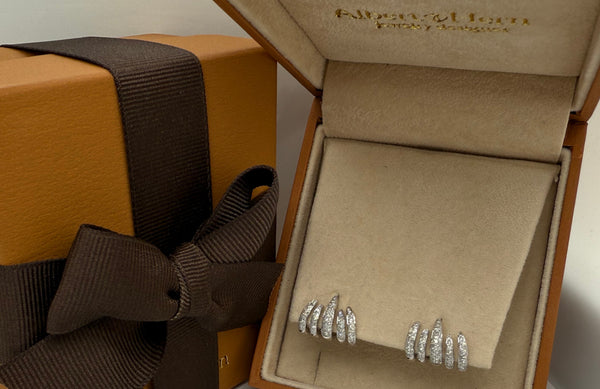 Earrings 14kt White Gold Lobe Stud & Diamonds