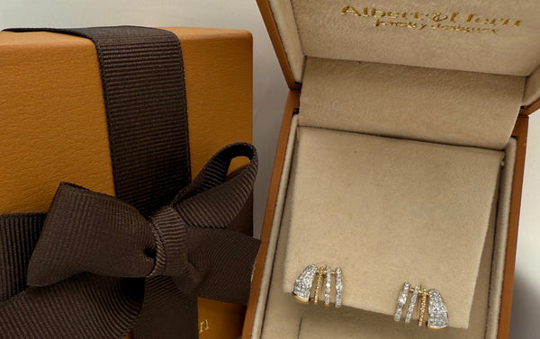 Earrings 14kt Mixed Gold Lobe Stud & Diamonds