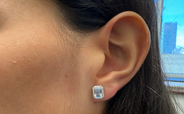 Earrings 18kt Aquamarines & Diamonds