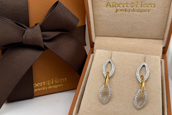 Earrings 14kt Mixed Gold & Diamonds links