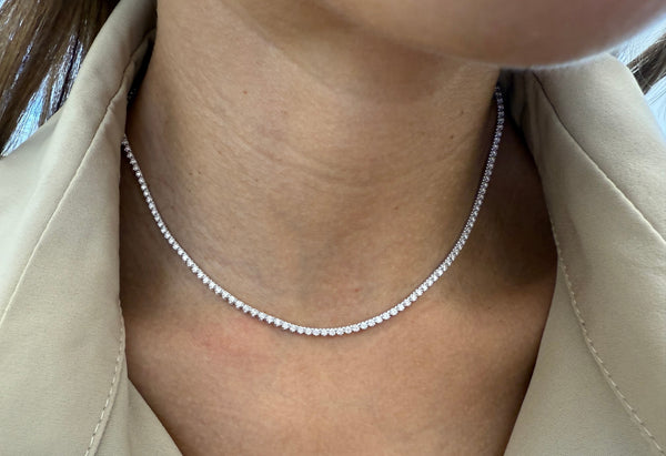Necklace 14kt Gold Round Diamonds Tennis 2.01 cts