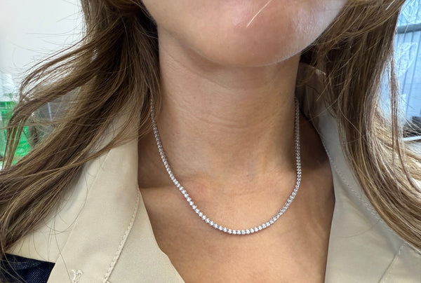 Necklace 18kt Gold Round Diamonds Adjustable Tennis 1.50 cts.