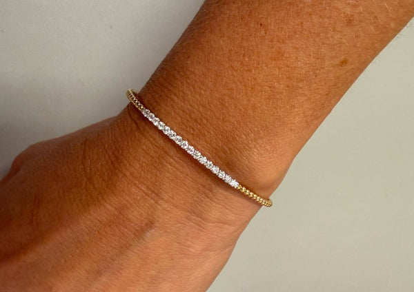 Bracelet 18kt Yellow-White Gold & Diamonds Open Cuff