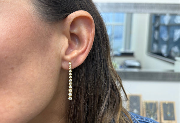 Earrings 18kt Yellow Gold and 1.00 cts Inline Diamonds Drops