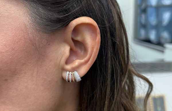 Earrings 14kt Mixed Gold Lobe Stud & Diamonds