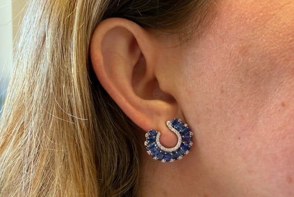 Earrings 18kt Gold Look-At-Me Sapphire & Diamonds