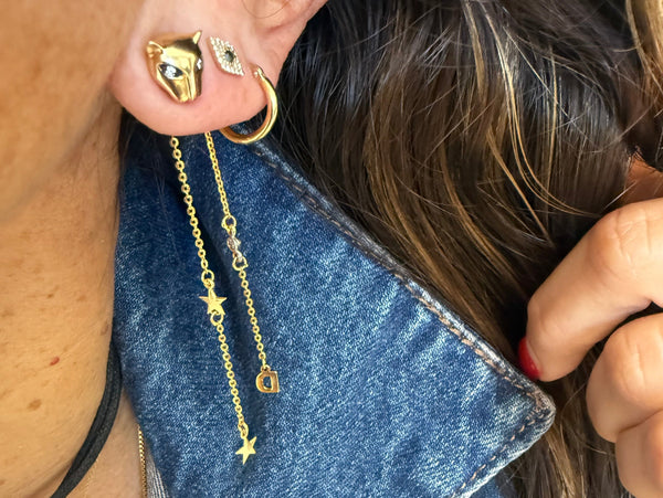 Earring Enhancer 14kt Yellow Gold Letter and Diamond