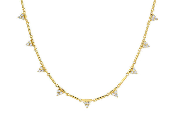 Necklace 14kt Gold Eleven Triangles Shape with Diamonds