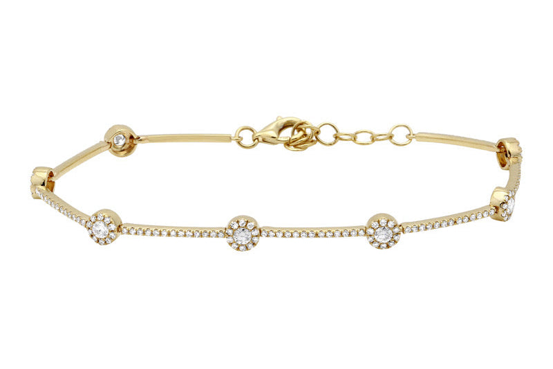 Bracelet 14kt White Gold Diamonds and Halo Diamonds