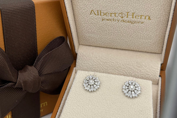 Earrings 18kt Gold Diamonds Flower Stud