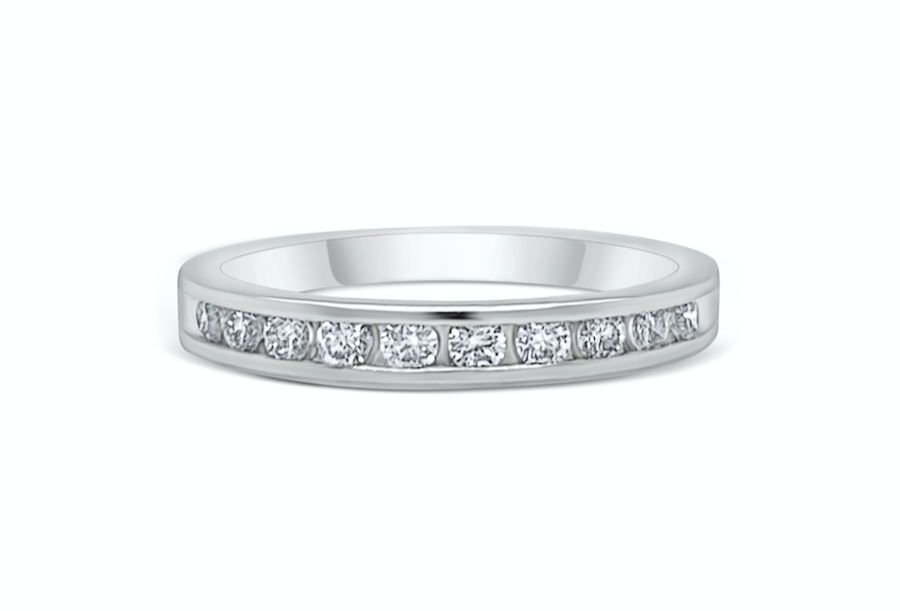 Ring 14kt White Gold Half Diamond Band 0.25 carats