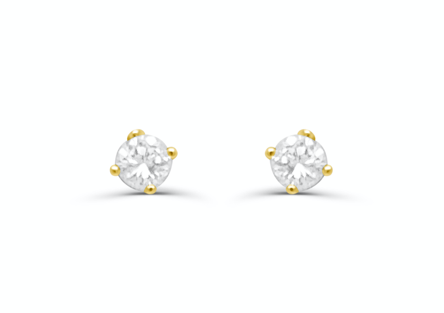 Mini Earrings 14kt Gold Diamonds Round Studs