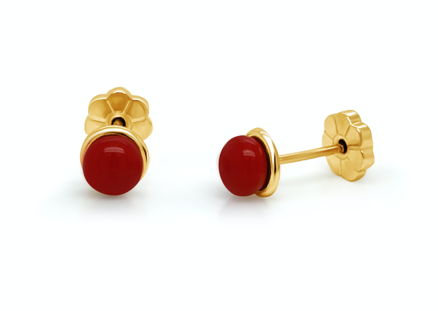 Mini Earrings 18kt Gold Coral Studs