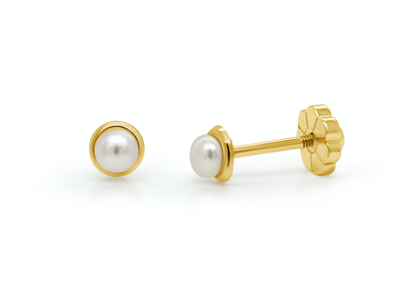 Mini Earrings 18kt Gold Pearl Studs