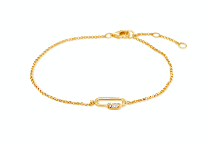 Bracelet 14kt Gold Chain Clasp with Diamond