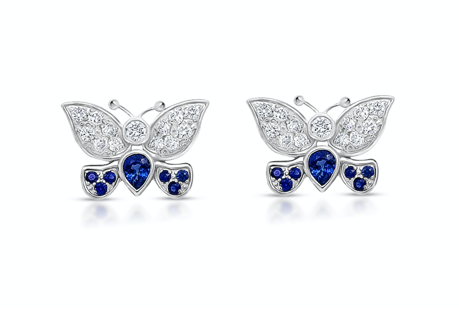 Earrings Butterfly 18kt Gold Sapphires & Diamonds