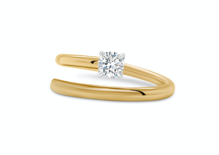 Ring 18kt Gold Spring Round Diamond 0.30 cts