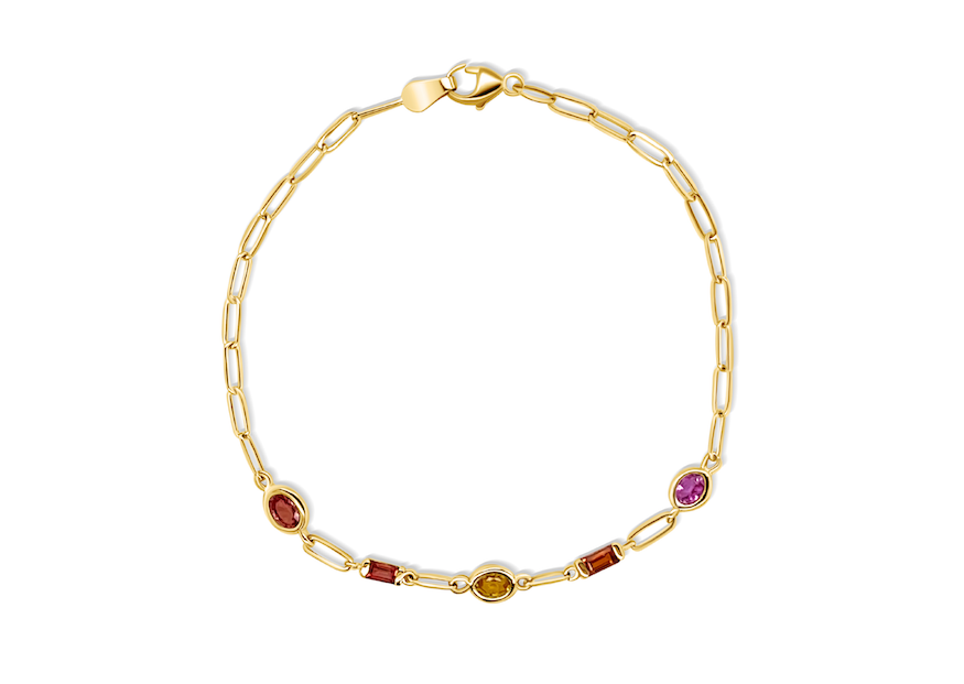 Bracelet 18kt Gold Chain & Mixed-Cut Sapphires