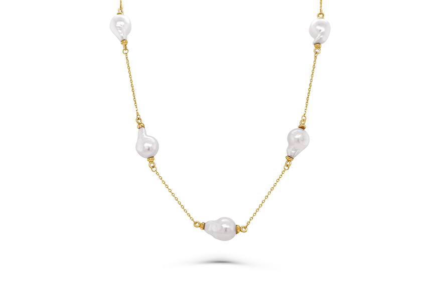 Necklace 14kt Yellow Gold Barroque South Sea Pearls & Chain