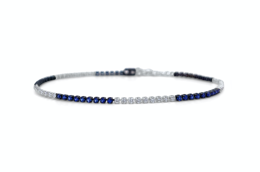 Bracelet 18kt Gold Tennis Sapphires & Diamonds